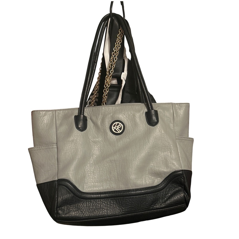 Y2K Kathy Van Zeeland Color Block Faux Leather Tote Shoulder Bag